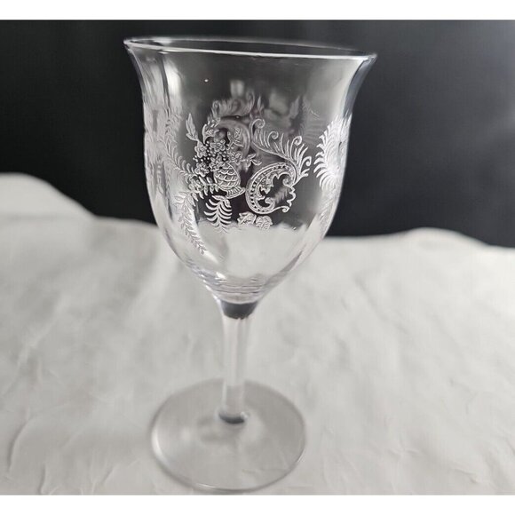 Antique Fostoria Florid Footed Cocktail Glasses 5" wine paisley etched Rare - Picture 4 of 9